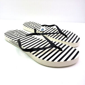 Old Navy Womens Size 8 Blue White Striped Slip On Thong Flip Flop Sandals
